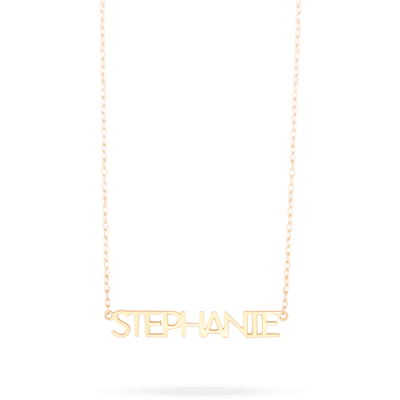 Stone and Strand 10K Yellow Gold Good Girl Name Necklace Close Up Image