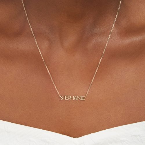 GOOD GIRL NAME NECKLACE ON BODY