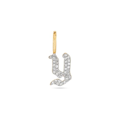 Stone and Strand 14K Yellow Gold Gothic Pave Initial Charm Front Image