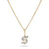 Stone and Strand 14K Yellow Gold Gothic Pave Initial Necklace Close Up Image