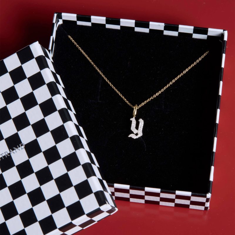 GOTHIC PAVE INITIAL NECKLACE IN GIFT BOX