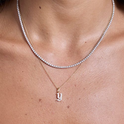 GOTHIC PAVE INITIAL NECKLACE WEAR IT WITH