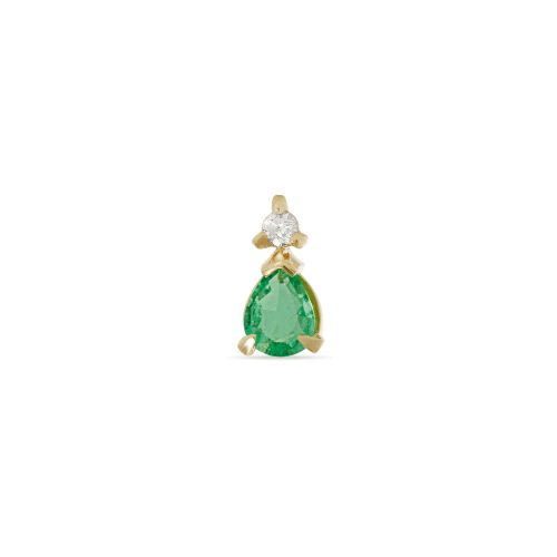 Stone and Strand 10K Yellow Gold Green Goddess Emerald Studs Front Single Image