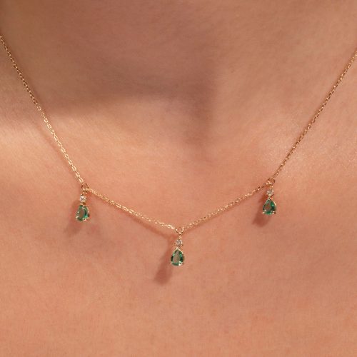 GREEN GODDESS TRIO NECKLACE ON BODY