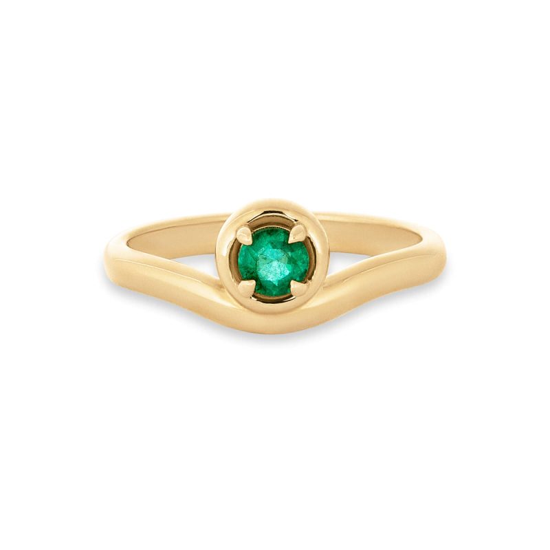 Stone and Strand 10K Yellow Gold Green With Envy Emerald Merge Ring Front Image