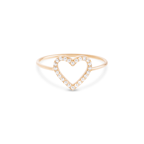 Stone and Strand 14K Yellow Gold Heart Wide Open White Topaz Ring Front Image