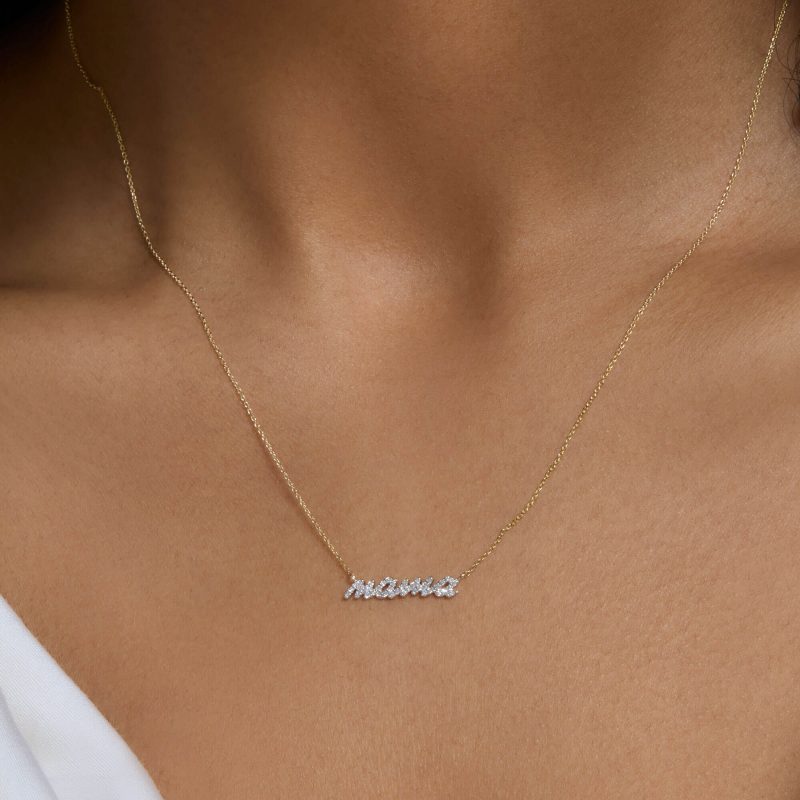 HEY MAMA PAVE NECKLACE ON BODY