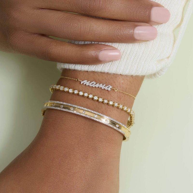 HEY MAMA PAVE SLIDER BRACELET WEAR IT WITH