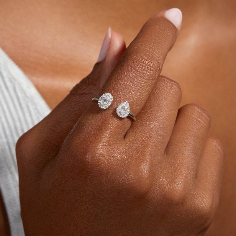 ILLUSION OVAL AND PEAR OPEN RING ON BODY