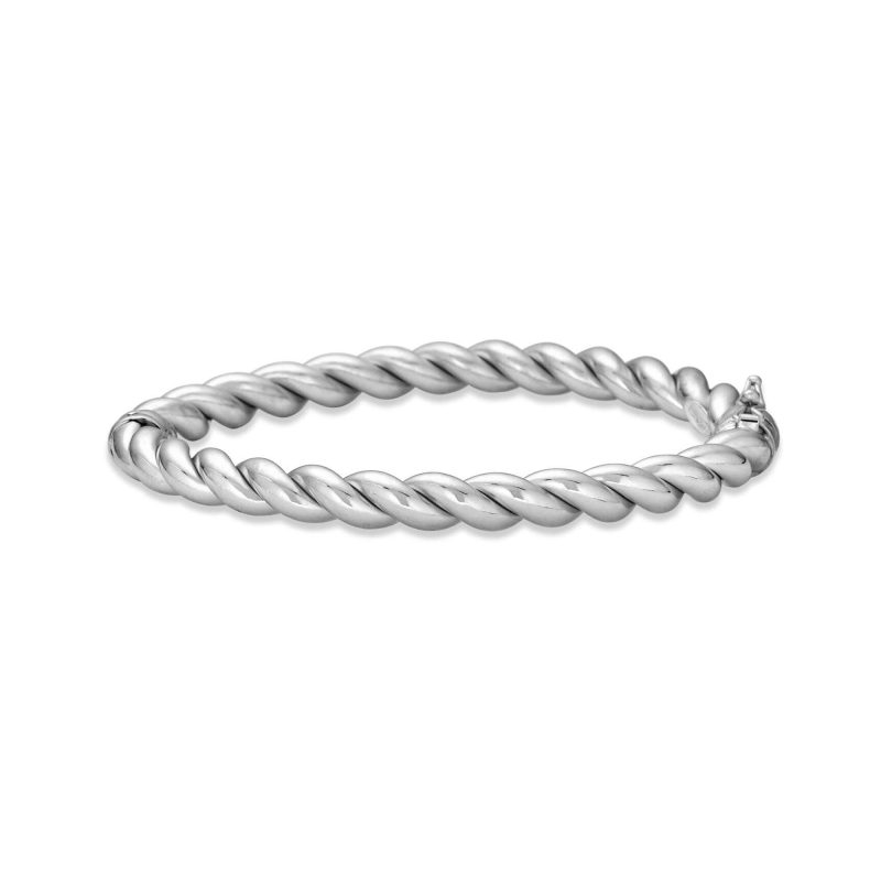 IN A TWIST SILVER BANGLE FRONT