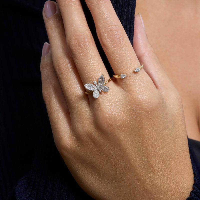 JUMBO BUTTERFLY DIAMOND RING WEAR IT WITH