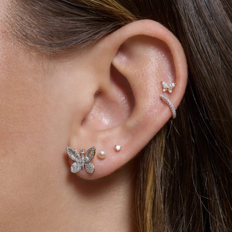 JUMBO BUTTERFLY DIAMOND STUDS WEAR IT WITH