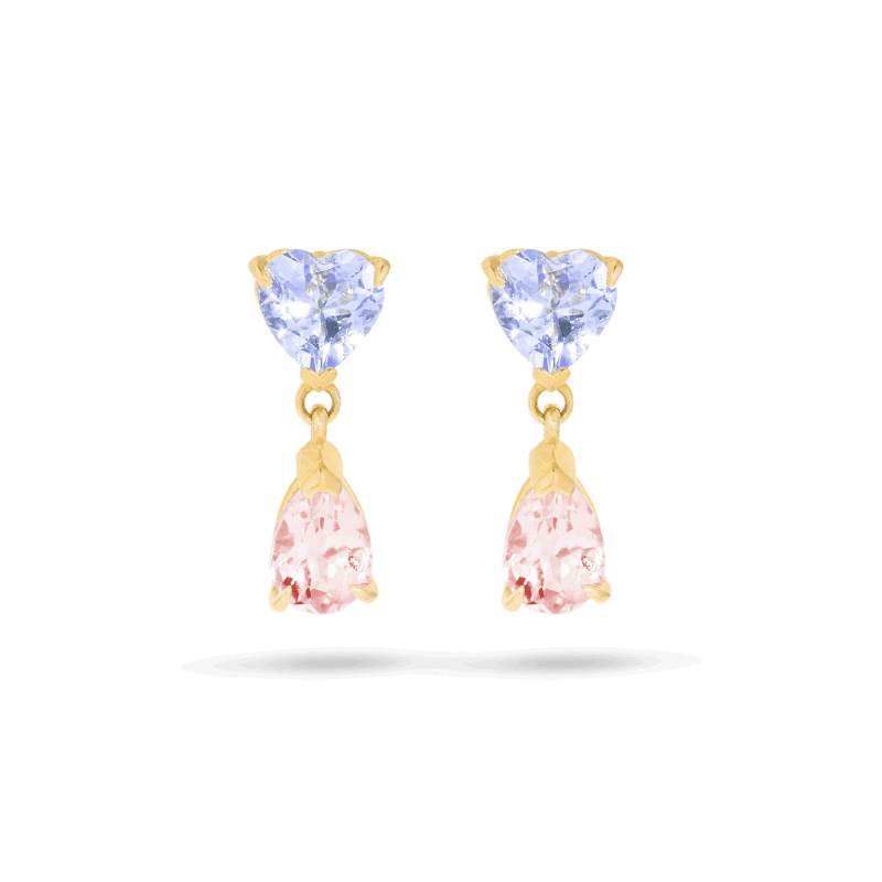 Stone and Strand 10K Yellow Gold Just the Two of Us Geranium Drop Earrings Front Image