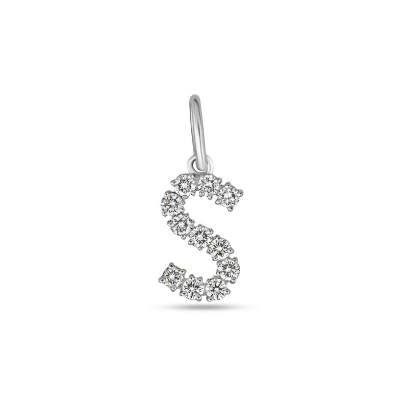 Stone and Strand Sterling Silver Lab-Created Diamond Bold Sparkle Initial Charm Front Image