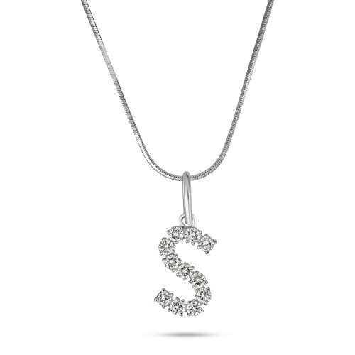 Stone and Strand Sterling Silver Lab-Created Diamond Bold Sparkle Initial Necklace Front Image