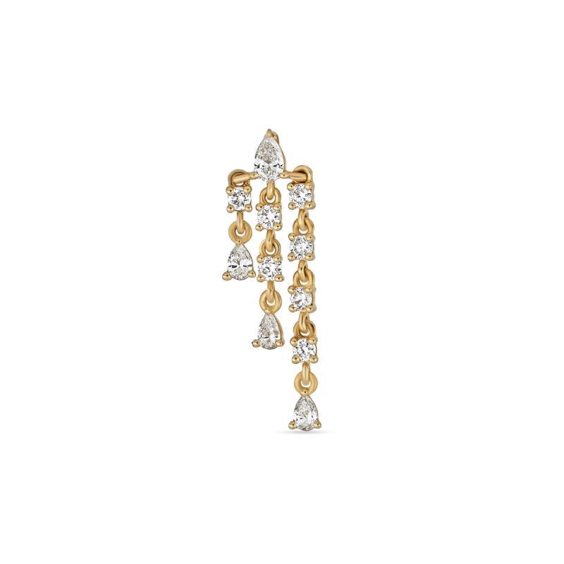 Stone and Strand 14K Yellow Gold Lab-Created Diamond Boulevard Earrings Single Left Front Image