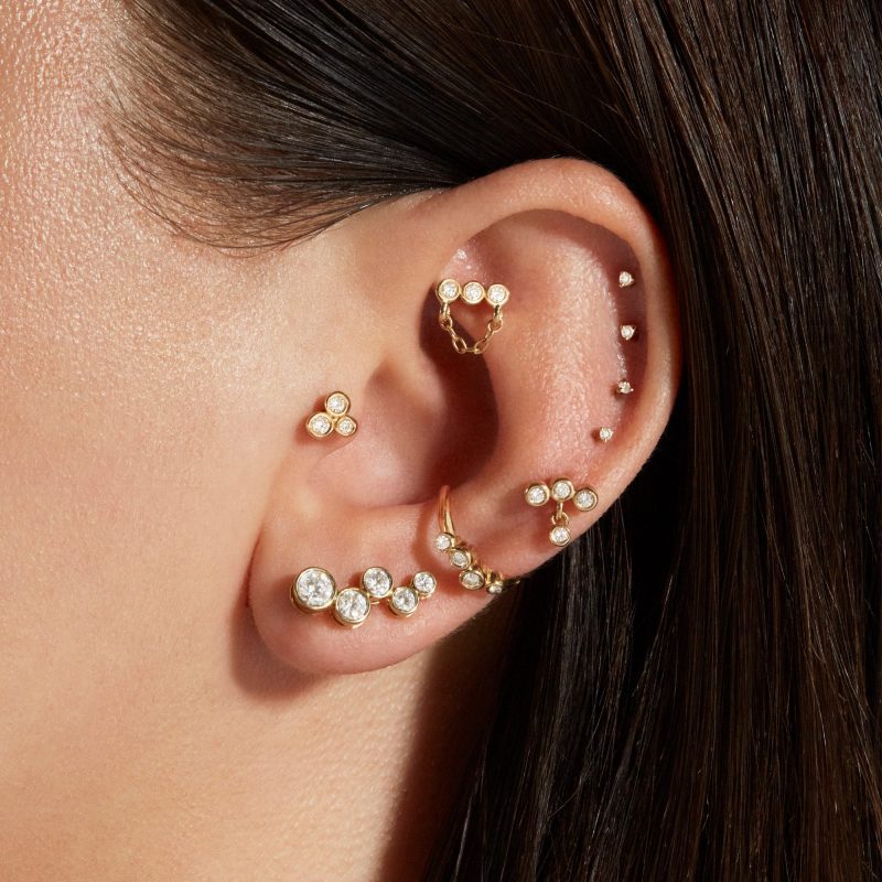 LAB CREATED DIAMOND BUBBLE UP EAR CLIMBER WEAR IT WITH