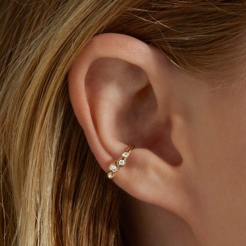 LAB CREATED DIAMOND BUBBLE UP EAR CUFF ON BODY