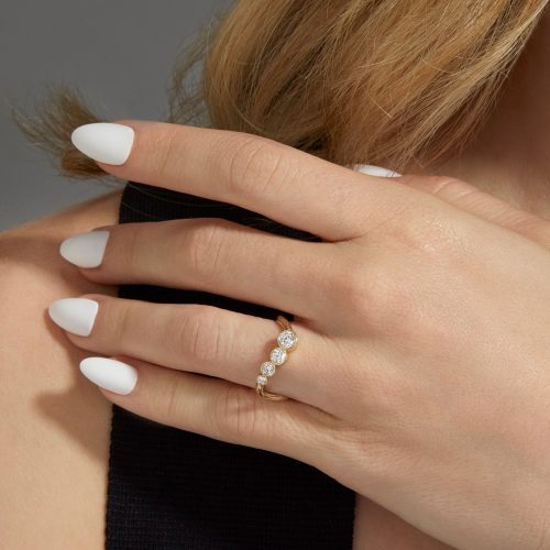 LAB CREATED DIAMOND BUBBLE UP SWELL RING ON BODY