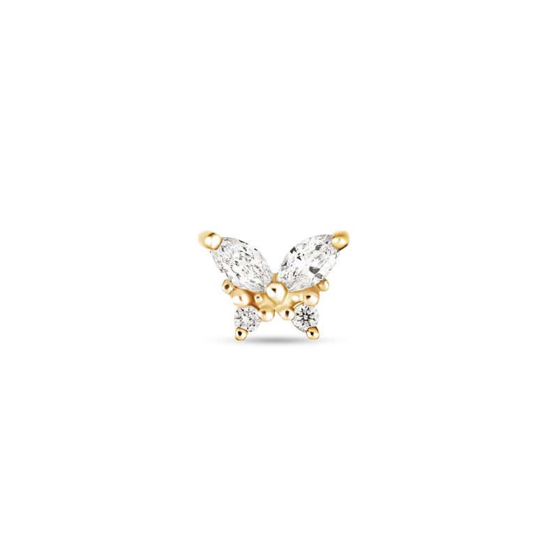 Stone and Strand 14K Yellow Gold Lab-Created Diamond Butterfly Push Pin Flat Back Front Image