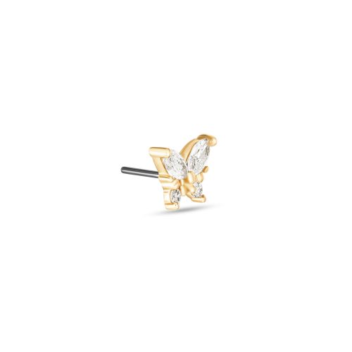 LAB CREATED DIAMOND BUTTERFLY PUSH PIN FLAT BACK SIDE