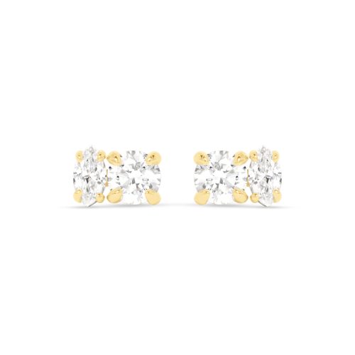 Stone and Strand 14K Yellow Gold Lab-Created Diamond Fete Studs Front Pair Image