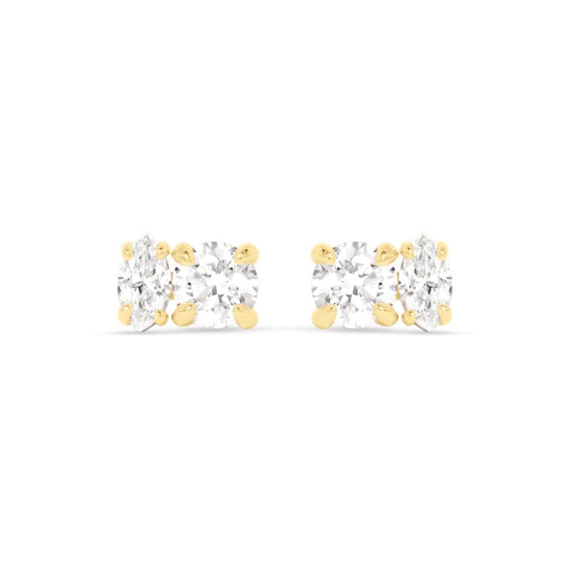 Stone and Strand 14K Yellow Gold Lab-Created Diamond Fete Studs Front Pair Image