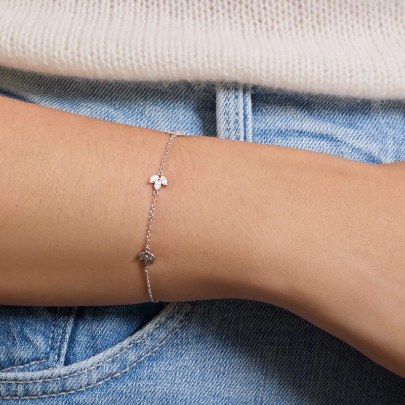 LAB CREATED DIAMOND FLEUR BRACELET ON BODY