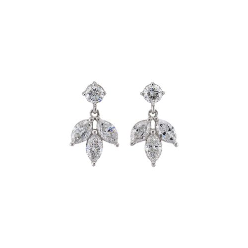 Stone and Strand 14K White Gold Lab-Created Diamond Fleur Dangle Earrings Front Image