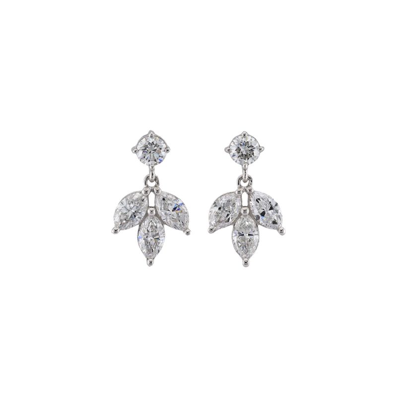 Stone and Strand 14K White Gold Lab-Created Diamond Fleur Dangle Earrings Front Image