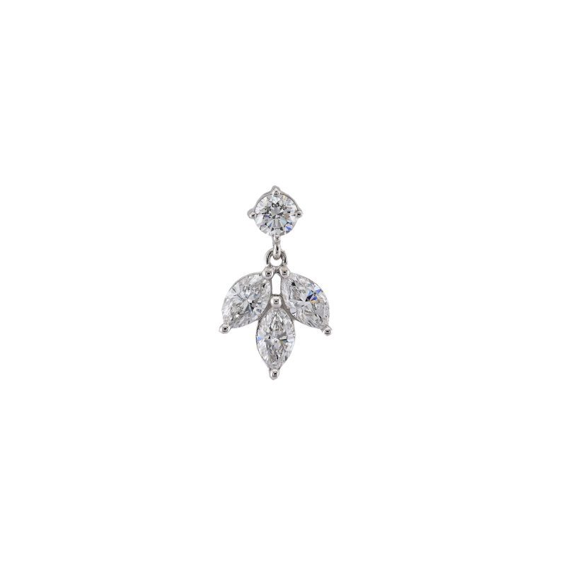 Stone and Strand 14K White Gold Lab-Created Diamond Fleur Dangle Earrings Front Single Image