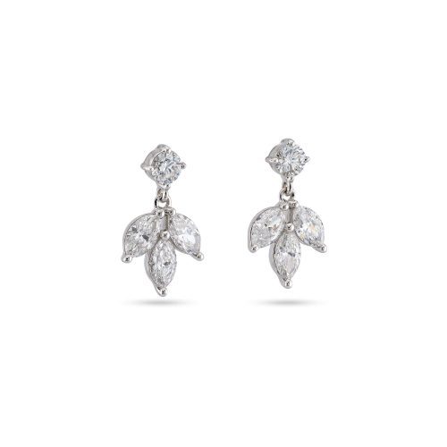 LAB CREATED DIAMOND FLEUR DANGLE EARRINGS SIDE