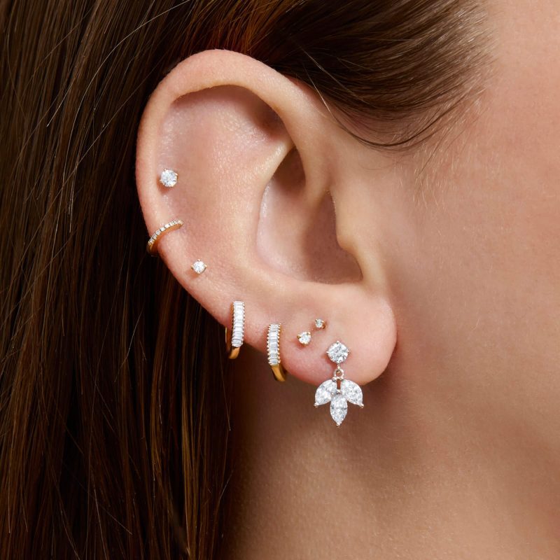 LAB CREATED DIAMOND FLEUR DANGLE EARRINGS WEAR IT WITH