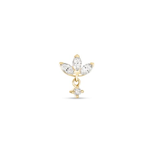 Stone and Strand 14K Yellow Gold Lab-Created Diamond Fleur Push Pin Flat Back Front Image