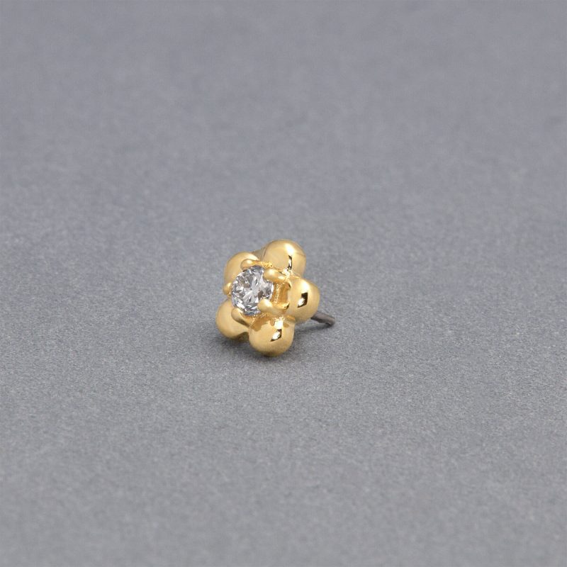 LAB CREATED DIAMOND FLOWER PUSH PIN FLAT BACK EDITORIAL