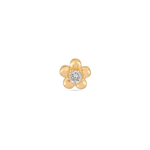 Stone and Strand 14K Yellow Gold Lab-Created Diamond Flower Push Pin Flat Back Front Image