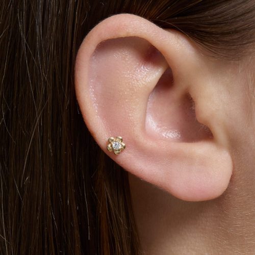 LAB CREATED DIAMOND FLOWER PUSH PIN FLAT BACK ON BODY