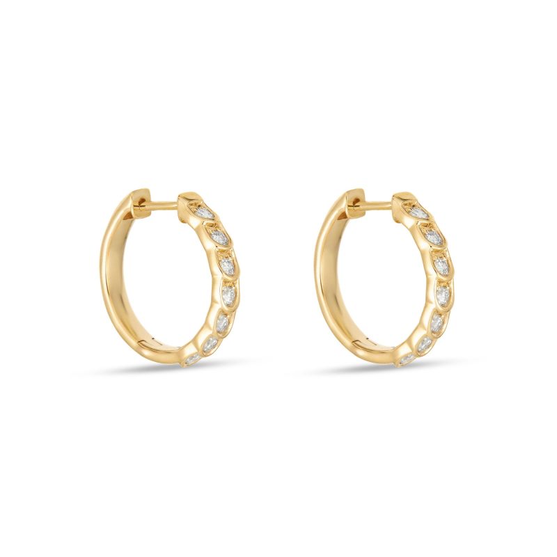 Stone and Strand 10K Yellow Gold Lab-Created Diamond La Scala Hoops Side Image