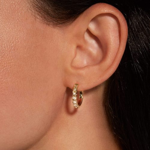 LAB CREATED DIAMOND LA SCALA HOOPS ON BODY