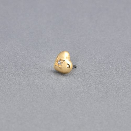 LAB CREATED DIAMOND PUFFED HEART PUSH PIN FLAT BACK EDITORIAL