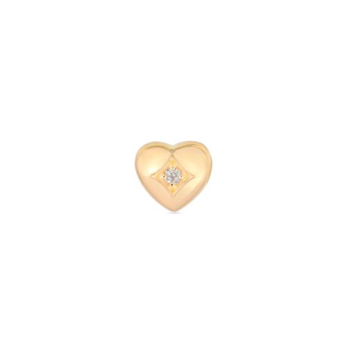 Stone and Strand 14K Yellow Gold Lab-Created Diamond Puffed Heart Push Pin Flat Back Front Image