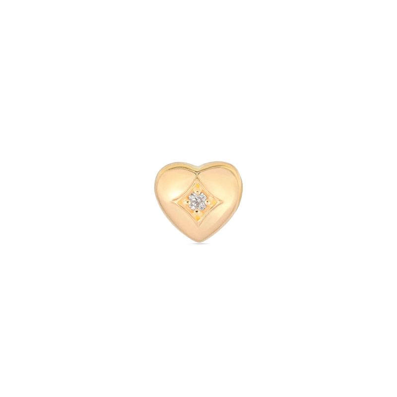 Stone and Strand 14K Yellow Gold Lab-Created Diamond Puffed Heart Push Pin Flat Back Front Image