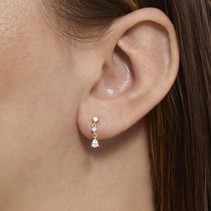 LAB CREATED DIAMOND SCREENPLAY EARRINGS ON BODY