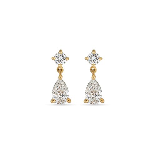 Stone and Strand 14K Yellow Gold Lab-Created Diamond Script Earrings Front Image