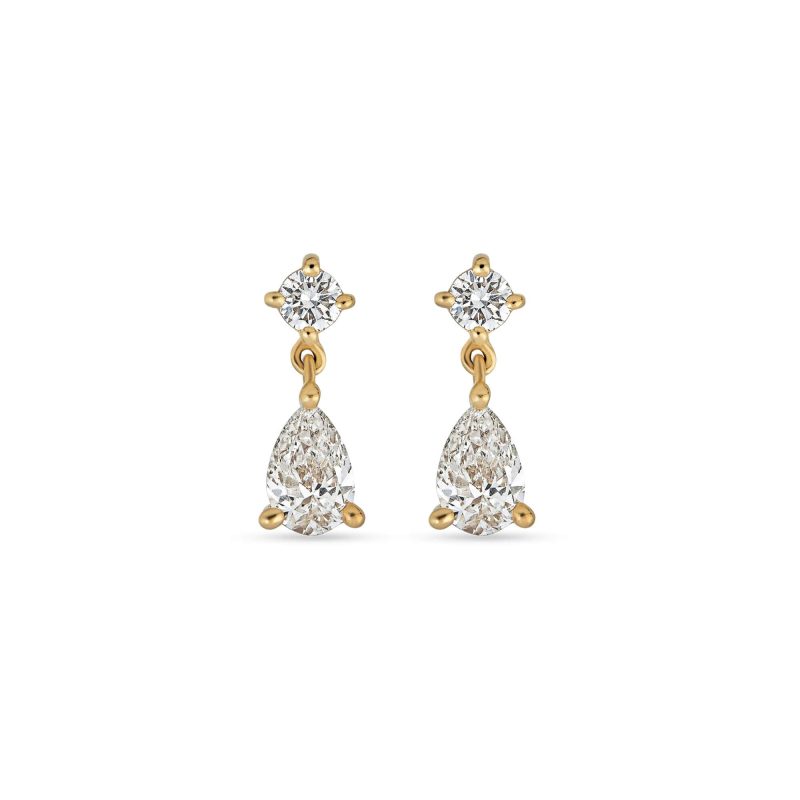 Stone and Strand 14K Yellow Gold Lab-Created Diamond Script Earrings Front Image