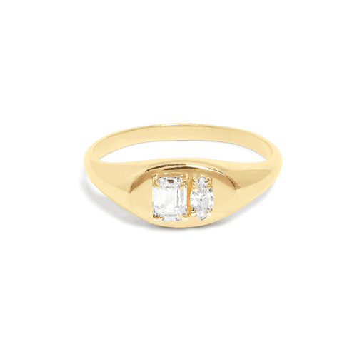 Stone and Strand 14K Yellow Gold Large Lab-Created Diamond Soiree Signet Front Image