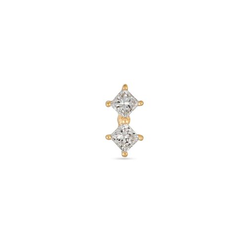 Stone and Strand 14K Yellow Gold Lab-Created Diamond Two Princess Push Pin Flat Back Front Image