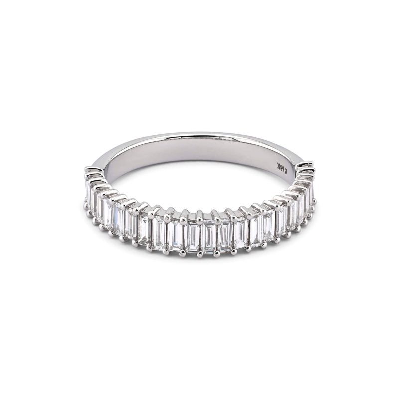 Stone and Strand 14K White Gold Lab-Created Diamond Up and Down Baguette Ring Front Image