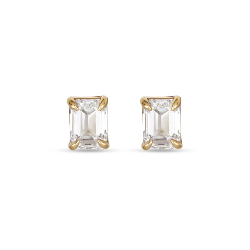 LAB CREATED EMERALD CUT STUDS FRONT