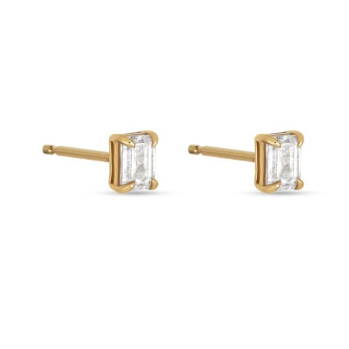 LAB CREATED EMERALD CUT STUDS SIDE